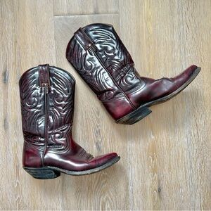 Vintage 80's Sancho Leather Cowboy Boots in Oxblood Burgundy - 37 EU (6.5 US)
